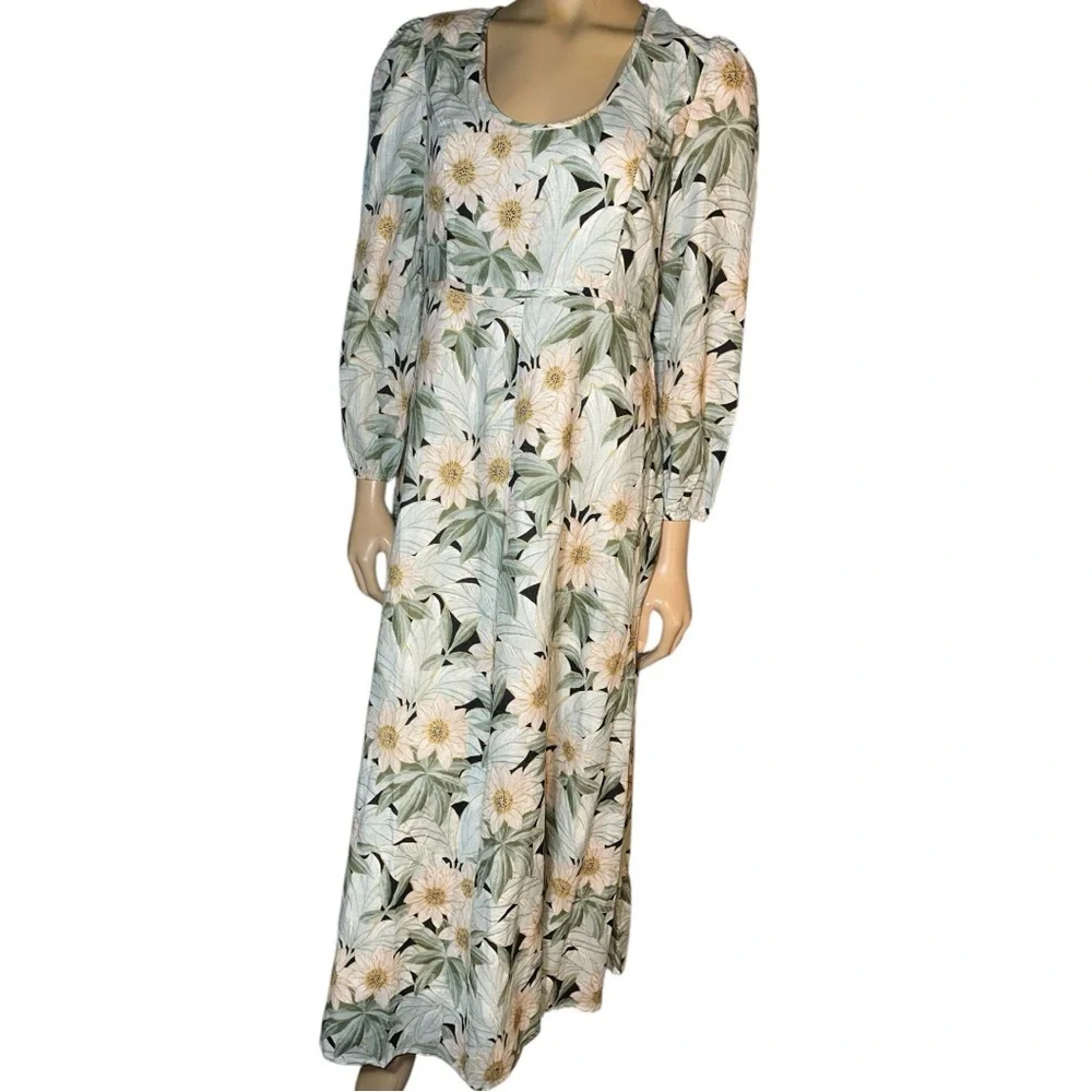 Tuckernuck Floral Long Sleeve Dress - Green and White - Picture 8 of 16